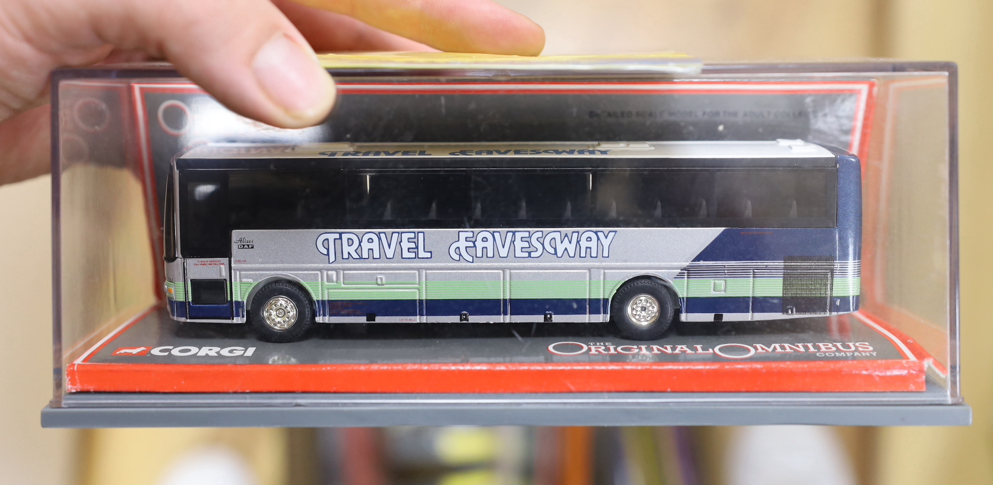 Eighteen boxed Corgi OOC coaches, including an AEC Reliance, a Dennis Dart, a Van Hool Alizee, a Leyland Lynx Mk.II, an Optare Delta, a Plaxton Premiere, etc.